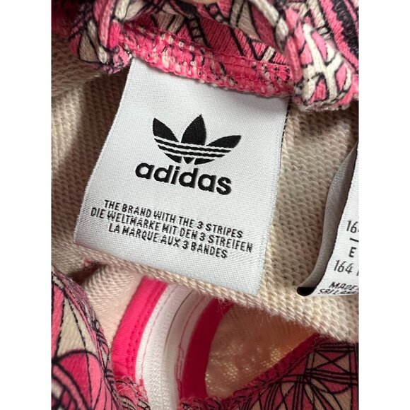 Adidas Girls L Pink Pattern Dress Full Zip Short Sleeve Sporty Track Tennis Logo - Picture 4 of 11